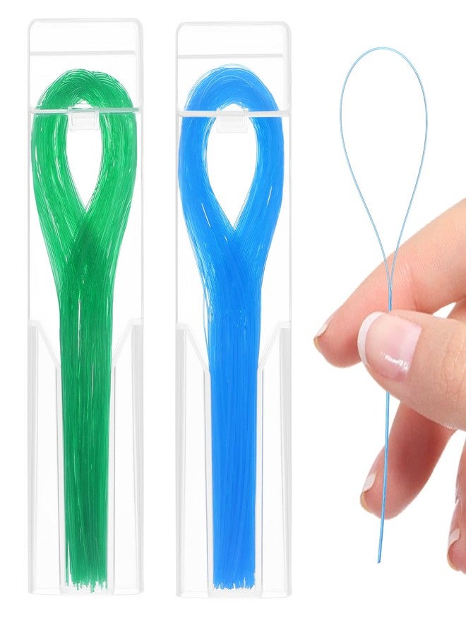 Larrel 200 Count Floss Threader,Floss for Braces Bridge Flossers for Adults Bridges Orthodontic Dental Flossers Threaders with Box for Braces Bridges and Implants(Blue Green) - Image 1